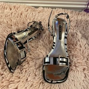 Nine West Silver/Black synthetic sandals